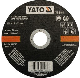 Yato Tarcza do cięcia stali nierdzewnej 125x1,2x22 mm