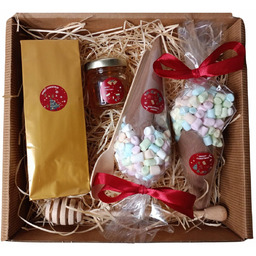 BOX KOSZ ZESTAW PREZENTOWY PREZENT MIÓD HERBATA GORĄCA