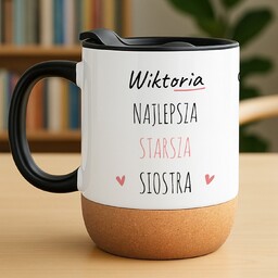 Kubek ceramiczny biały z przykrywką dla starszej siostry