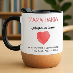 Kubek ceramiczny biały z przykrywką dla mamy