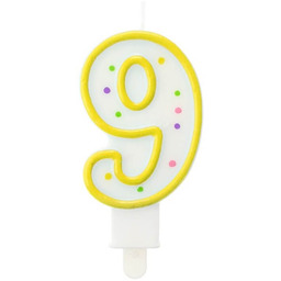 Świeczka cyferka dziewiątka 9 z kropeczkami - 1