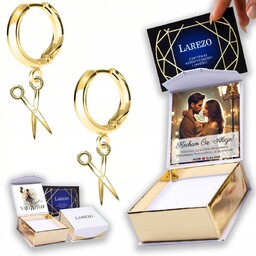 Złote Kolczyki 925 z Nożycami dla Fryzjerki Nożyce