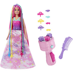 Barbie Dreamtopia Lalka Księżniczka Zakręcone pasemka akcesoria HNJ06