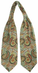 Fular Męski Bawełniany, Spiczasty, Zielony, Morski w Paisley,