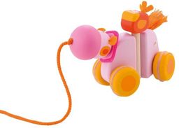Różowy hipopotam z towarzyszem - drewniana zabawka
