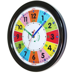 Duży zegar edukacyjny nauka odczytu czasu czarny/ 32,5cm