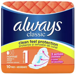 Always Classic NORMAL podpaski ze skrzydłami 10szt
