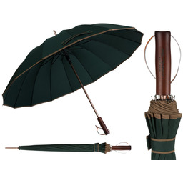 Zielony duży parasol rządowy elegancki z drewnianą rączką