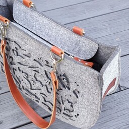 Pakamera Torba na ramię - ażur - skóra