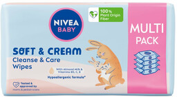 Nivea Baby Soft & Cream chusteczki biodegradowalne 4x57szt