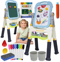 Dwustronna Tablica Edukacyjna Kredowa Magnetyczna Dzieci Stojąca +Akcesoria