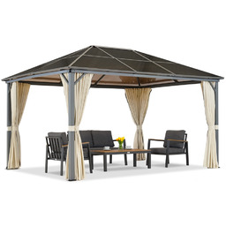 Altana ogrodowa Milos 3x4m z kremowymi zasłonami Garden