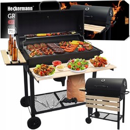 Grill Węglowy Ogrodowy 2 Ruszty Chromowane 2 Półki