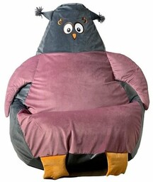 GO GIFT Pufa worek Sowa Szaro-różowy 130 x
