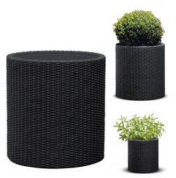 Doniczka Keter Cylinder Planter L rattan grafit 43