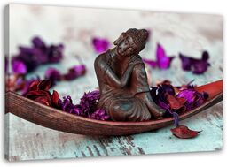 Obraz na płótnie, Budda kwiaty fioletowy 60x40