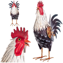 Figura ogrodowa Esson kogut czarno-biały stalowa 47 cm