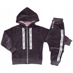 Dres Welurowy dla dziewczynki kolor jagodowy bluza