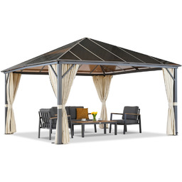 Altana ogrodowa Milos 4x4m z kremowymi zasłonami Garden