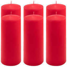 ŚWIECE STOŁOWE CZERWONE 6 SZT 20x7,5 CM ŚWIECZKI