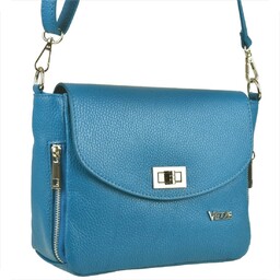 VEZZE Torebka niebieski dżins listonoszka skóra naturalna