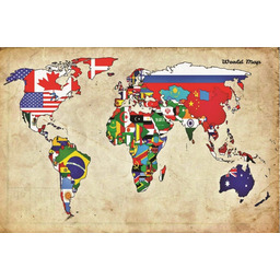PUZZLE Polityczna Mapa Świata i Flagi A3 252