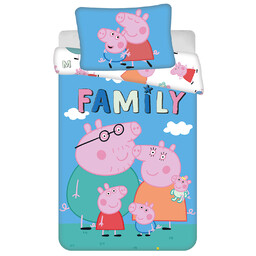 Jerry Fabrics Pościel bawełniana 100x135 Świnka Peppa niebieska