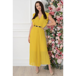 Sukienka maxi plisowana z falbankami limonka Verda