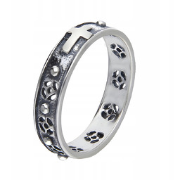 Obrączka RÓŻANIEC srebrna pr. 925 Pierścionek Różaniec