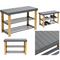 Ławka Regał Na Buty Z Półkami Szara