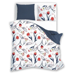 Pościel bawełniana 160x200 Fashion 23 biała czerwona granatowa