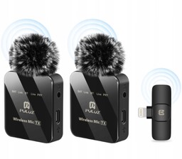2x Bezprzewodowy Mikrofon Krawatowy Puluz do Telefonu iPhone