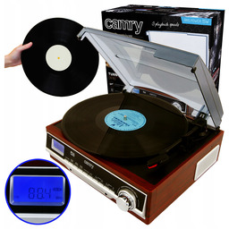 Gramofon Radio Pll Fm/am Zegar Timer Wejście Aux