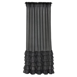 Eurofirany Firana 140x250 Dolly czarna zdobiona falbanami gotowa