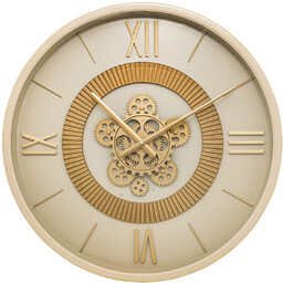 Atmosphera Beżowy zegar ścienny z widocznym mechanizmem GIULIANA,