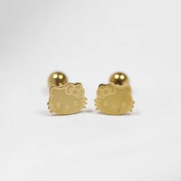 Kolczyki złote wkrętki hello kitty ze stali chirurgicznej