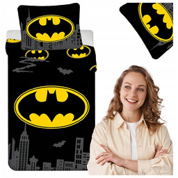 Pościel 140X200 Batman The Emblem Czarna Żółta Poszewka