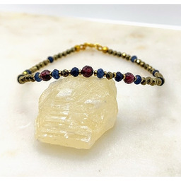 Pakamera Bransoletka piryt z granatami i jadeitami