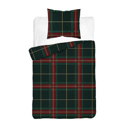 Detexpol Pościel bawełniana świąteczna 140x200 zielona w bordową