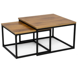 Stolik kawowy podwójny, loftowy CT-601 orzech OUTLET