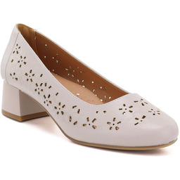 Czółenka damskie na klocku ażurowe szare Sergio Leone