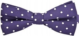 Muszka męska fiolet białe kropki mucha + poszetka