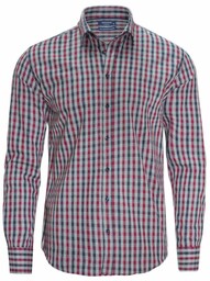 Koszula z Miękkiej Bawełny w Kratkę, Taliowana, Długi