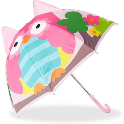 Relaxdays Parasol dziecięcy z sową 3D, parasol