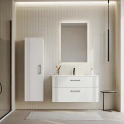 Zestaw mebli łazienkowych: lustro, szafka 100cm, umywalka, słupek