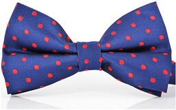 Elegancka granatowa muszka męska czerwona kropki