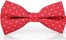 Mucha z poszetką czerwone kropki muszka elegancka