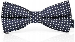 Mucha męska w kropki granatowa muszka z poszetką