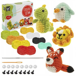 Zestaw Do Szydełkowania Kreatywny 4 Maskotki Zwierzęta Dino