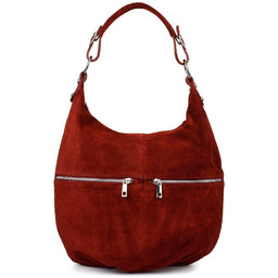 Zamszowa shopperka Vera Pelle bordowa K51